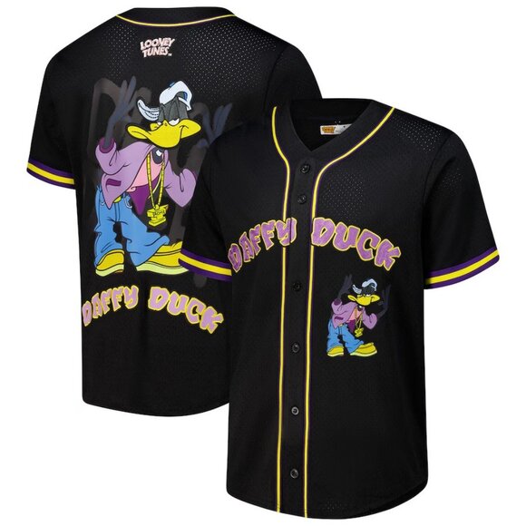 NWOT Men's Looney Tunes Daffy Freeze Max Hip Hop Button Up Baseball Jersey SZ 3X - Picture 1 of 16